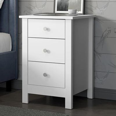 Kit 02 Mesas De Cabeceira 3 Gavetas 36 Cm Dm113 Branco Dtall Branco