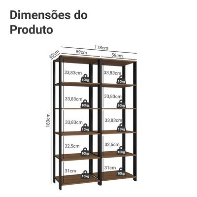 Armário Estante Multiuso Organizador 10 Prateleiras Madesa