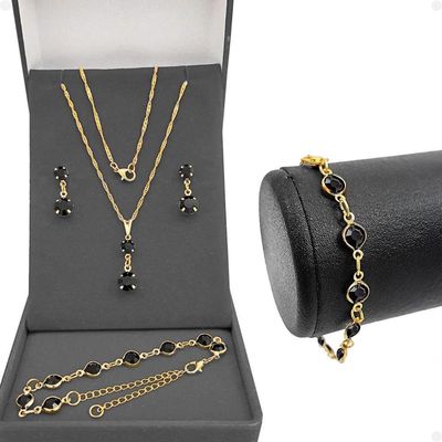 Corrente Feminina Veneziana + Pulseira + Pingente + Brincos