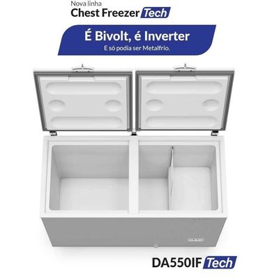 Freezer Horizontal Inverter Dupla Ação 417 Litros Tampa Cega Da420if Tech Bivolt - Metalfrio