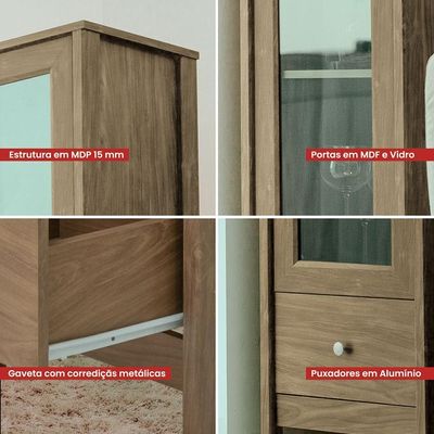Cristaleira 1 Porta Vidro 1 Gaveta 180x43 Cm E962 Diamond Dtall Diamond