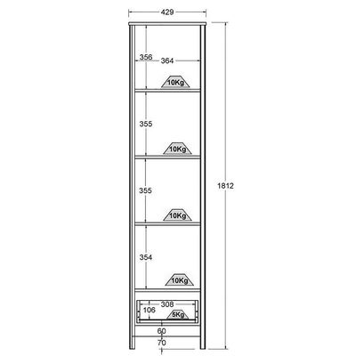 Cristaleira 1 Porta Vidro 1 Gaveta 180x43 Cm E962 Diamond Dtall Diamond