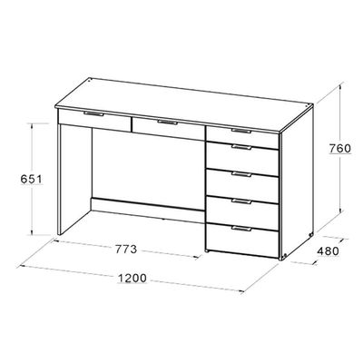 Penteadeira Escrivaninha 7 Gavetas 120 Cm Pe90 Branco Dtall Branco