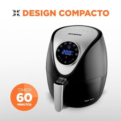 Fritadeira Elétrica Mondial Family Iv 3,5L Inox Digital Touch Preto Inox AF-30-DI 220V 220V