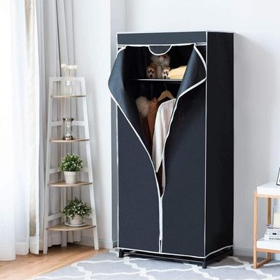 Guarda Roupa Portatil Aramario Ziper Organizador Cabideiro Arara Prateleira Sapateira Praia Preto