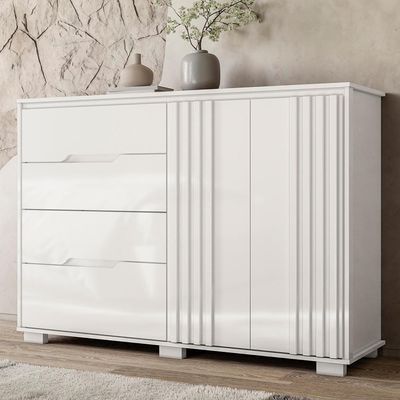Cômoda Texas 2 Portas E 4 Gavetas Branco Moval Branco