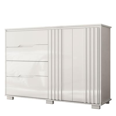 Cômoda Texas 2 Portas E 4 Gavetas Branco Moval Branco