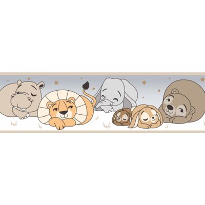 Faixa de Parede Treboli Bege Animais Dormindo 5913