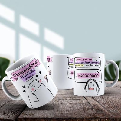 Caneca De Porcelana 325ml Flork Profissões Feminino Maquiadora