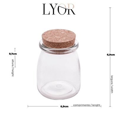 Conjunto 4 Porta Mantimentos Vidro 190ml Rolha 1990 - Lyor