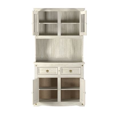 Cristaleira em Madeira 4 Portas 2 Gavetas 105 x 199 cm Patina Branca Elliottiis