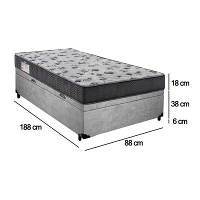 Cama Box Baú Solteiro Suede + Colchão De Espuma D33 - Sereneprime - 88cm Cinza