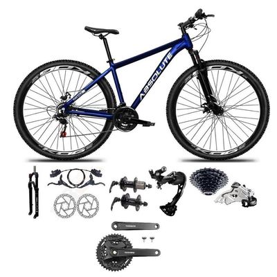 Bicicleta Aro 29 Absolute Nero 5 Câmbio Traseiro Shimano Alívio E Altus 27v Freio Hidráulico Garfo Trava Azul Tam 19