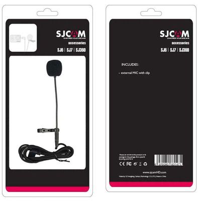 Microfone Lapela Externo Longo Original SJCAM SJ6 / SJ7 / SJ360