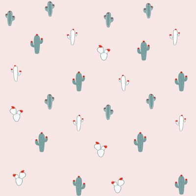 Papel de Parede Fofura Baby Cactos Fundo Rosa FF4012