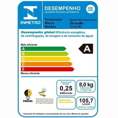 Lavadora Automática Energy 8kg 127v Branco 127v