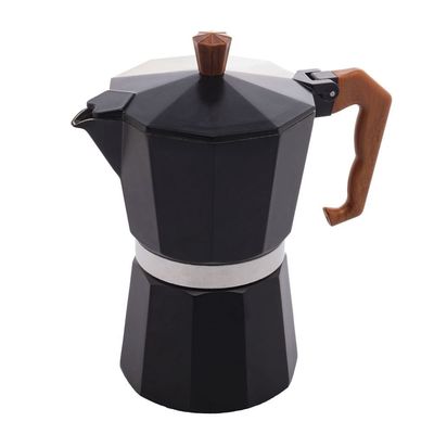 Cafeteira Italiana de Alumínio Wolff 6 Doses com Cabo em Plástico Preta Fosca - 300ml Preto