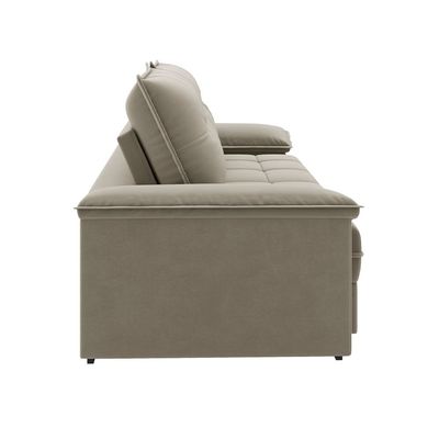 Sofá 4 Lugares Luizzi Besthouse Califórnia Slim Soft com Assento Retrátil e Reclinável, Revestido em Suede - 260cm de Largura Castor