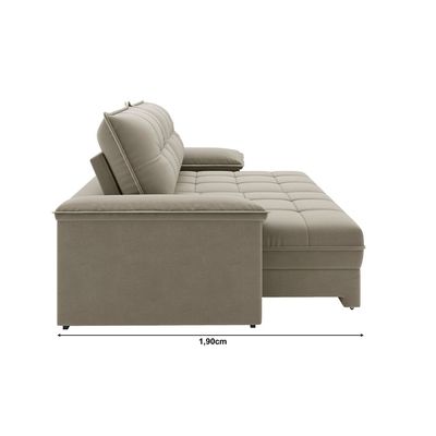 Sofá 4 Lugares Luizzi Besthouse Califórnia Slim Soft com Assento Retrátil e Reclinável, Revestido em Suede - 260cm de Largura Castor