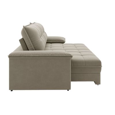 Sofá 4 Lugares Luizzi Besthouse Califórnia Slim Soft com Assento Retrátil e Reclinável, Revestido em Suede - 260cm de Largura Castor