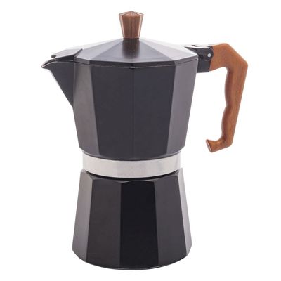 Cafeteira Italiana de Alumínio Wolff 6 Doses com Cabo em Plástico Preta Fosca - 300ml Preto