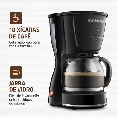 Cafeteira Elétrica Mondial Dolce Arome C-30 18 Xícaras Preto / 220V