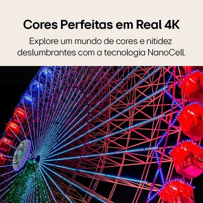 Smart TV 4K 55 LG NanoCell 55NANO80T com Processador a5 Ger7 AI, Hub de Esportes, Alexa/Chromecast integrado, webOS 24 Chumbo com Preto / Bivolt