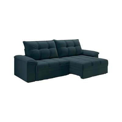 Sofá 4 Lugares Luizzi Besthouse Califórnia Slim Soft com Assento Retrátil e Reclinável, Revestido em Suede - 260cm de Largura Petróleo
