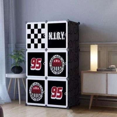 Guarda Roupa 6 Portas Black Armário Modular Carros Decorativo Estante Luxo