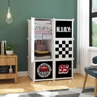 Guarda Roupa 6 Portas Black Armário Modular Carros Decorativo Estante Luxo