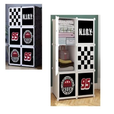 Guarda Roupa 6 Portas Black Armário Modular Carros Decorativo Estante Luxo