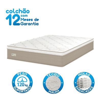 Colchão Casal Umaflex Milão com Euro Pillow e Molas Ensacadas 30x138x188 Bege/Branco Branco com Bege