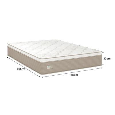 Colchão Casal Umaflex Milão com Euro Pillow e Molas Ensacadas 30x138x188 Bege/Branco Branco com Bege