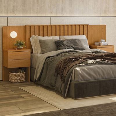 Cabeceira para Cama de Casal e Queen Size Palumóveis Olinda Extensível 300cm de Largura Cinamomo