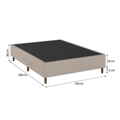 Base Box de Casal Umaflex Milão com Revestimento em Malha 26x138x188cm Bege Bege
