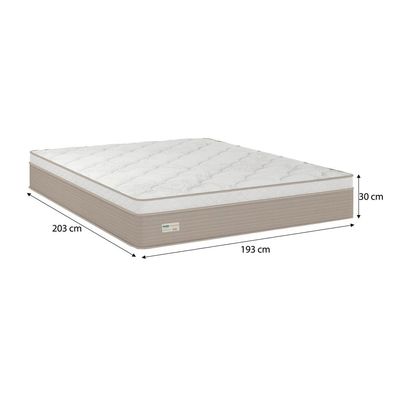 Colchão King Size Umaflex Milão com Euro Pillow e Molas Ensacadas 30x193x203 Bege/Branco Bege com Branco