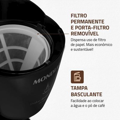 Cafeteira Elétrica Mondial Dolce Arome C-30 18 Xícaras Preto / 110V