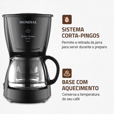 Cafeteira Elétrica Mondial Dolce Arome C-30 18 Xícaras Preto / 110V
