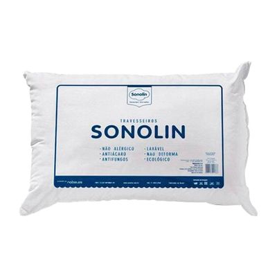 Travesseiro Sonolin Prime em Fibra Siliconada 50x70cm Branco Branco