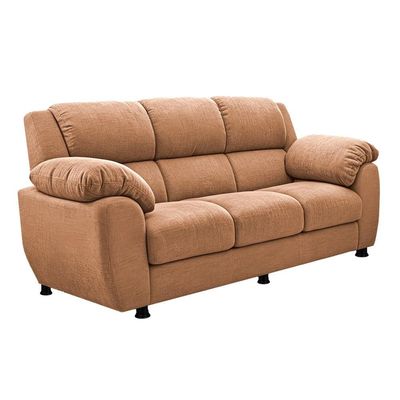 Sofá 3 Lugares Cama inBox Paris com 202cm de Largura e Revestido em Bouclé Caramelo