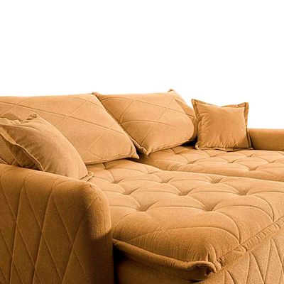 Sofá 3 Lugares Cama inBox Sublime Retrátil e Reclinável Revestido em Bouclé 180cm de Largura Caramelo