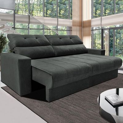 Sofá 3 lugares Cama Clean Retrátil e Reclinável Inbox Cinza