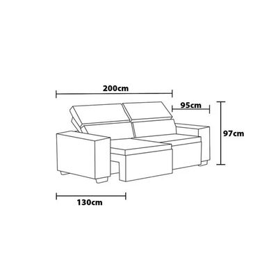 Sofá 3 Lugares Cama inBox Belém Retrátil/Reclinável com 200 cm de Largura e Revestido em Suede Velusoft Castor