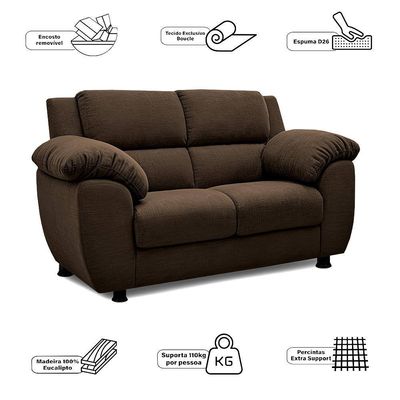 Sofá 2 Lugares Cama inBox Paris com 152cm de Largura e Revestido em Bouclé Marrom