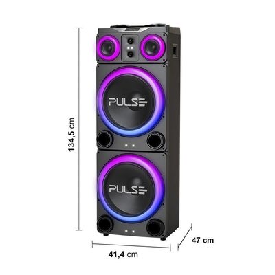 Caixa de Som Torre Pulse Double 15 SP515 com Bluetooth, USB e Iluminação LED - 3.500W RMS Preto / Bivolt