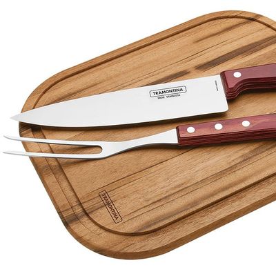 Kit Churrasco Com Tábua 3 Peças Tramontina 21198714 Vermelho 21198714