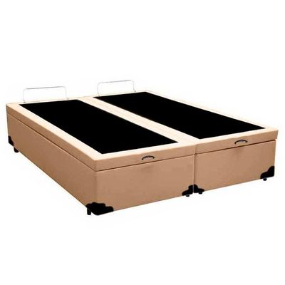 Cama Box Baú Casal Bipartido Sintético Serene Bege 138x188x44