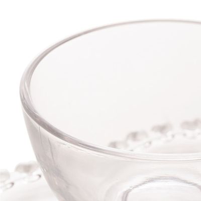 Xícara de Chá de Cristal com Pires Lyor Coração - 170ml Transparente