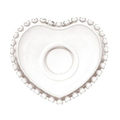 Xícara de Chá de Cristal com Pires Lyor Coração - 170ml Transparente