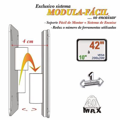 Suporte Tv 10" A 42" 200x200 1 Movimento - Branco